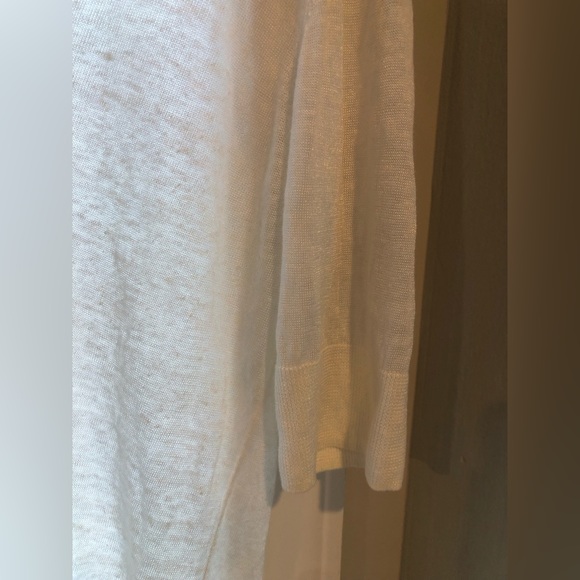 Theory Breathable Linen Viscose Blend White Stripe V Neck Short Sleeve T… - Picture 4 of 7